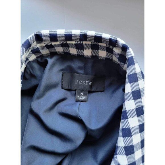 J.Crew Women's Navy and Ivory Gingham 2 Button Blazer M - Picture 6 of 9